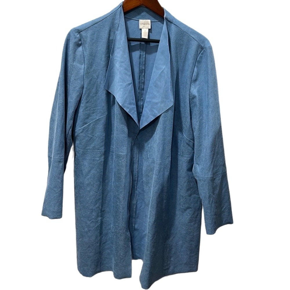 Chicos blue long blazer size 2 GUC…